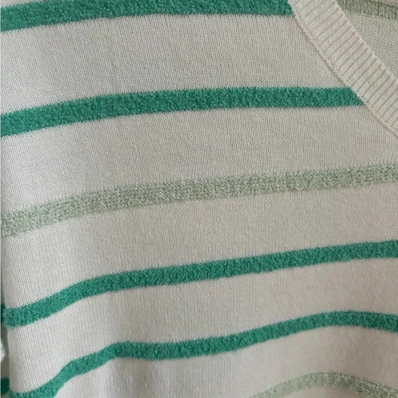Talbots Small Petite Striped V Neck Cotton Blend 3/4 Sleeve Lightweight Sweater - Picture 2 of 5